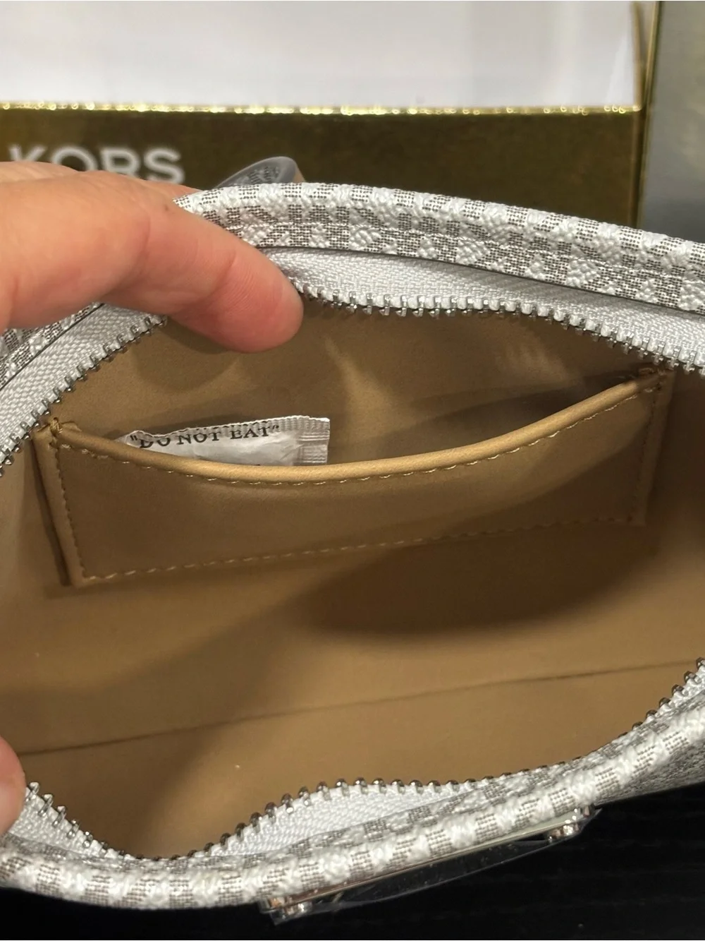 Michael Kors Silver MK Logo belt bag sz L/XL new w box and tags wallet